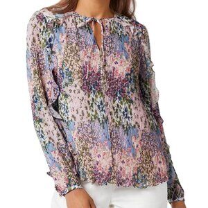 Ted Baker London Womens Top Size 2 US 4-6 Kaylen Ditsy Woven Floral Pleated Long